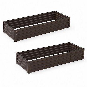 2 Pack Tall Galvanized Steel Raised Garden Bed 6x3x1 ft for Vegetables & Flowers
