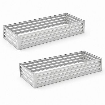 2 Pack Tall Galvanized Steel Raised Garden Bed 6x3x1 ft for Vegetables & Flowers