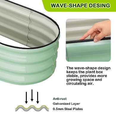 2 Pcs Galvanized Raised Garden Bed 4.5x2x2ft for Vegetables & Flowers