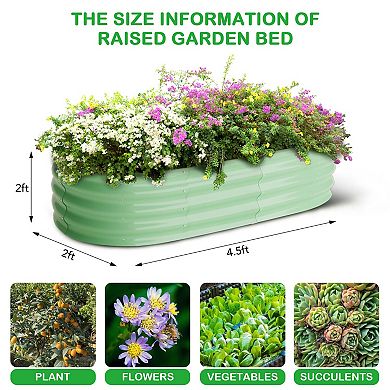 2 Pcs Galvanized Raised Garden Bed 4.5x2x2ft for Vegetables & Flowers