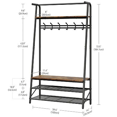 Hall Trees, Coat Rack with 12 Hooks, Entryway Bench with Storage, Multifunctional Hallway Organizer