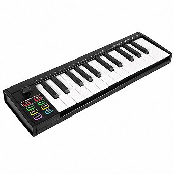 25-Key MIDI Keyboard Controller, Compact USB/DAW Integrated with 8 Drum Pads, 8 Knobs & OLED Display