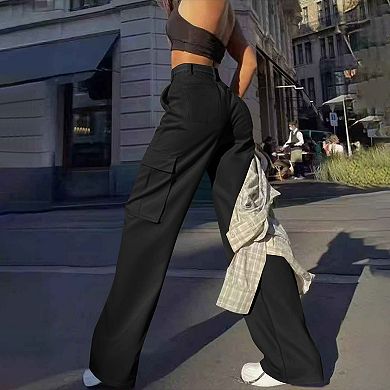 Women Cargo Pants High Waisted Straight Leg Trousers