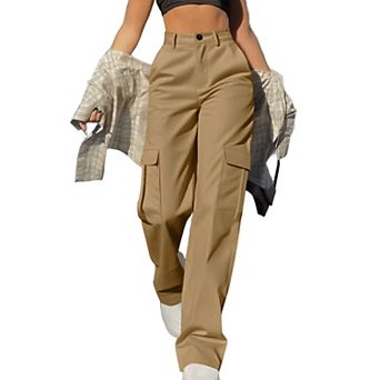 Women Cargo Pants High Waisted Straight Leg Trousers