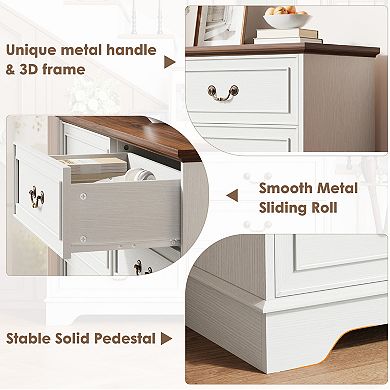 6 Drawer Dresser Storage Cabinet Wood Chest Organizer for Home