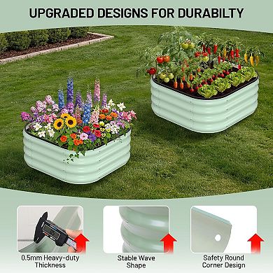 2 Pcs Galvanized Raised Garden Bed 2x2x1ft for Vegetables & Herbs