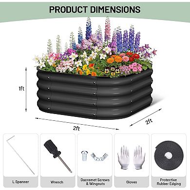 2 Pcs Galvanized Raised Garden Bed 2x2x1ft for Vegetables & Herbs