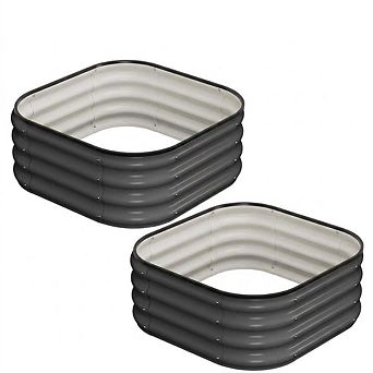 2 pc Galvanized Raised Garden Bed 2x2x1ft for Vegetables & Herbs