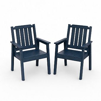 Outdoor Patio Dining Chairs Set of 2, All-Weather HDPE Outdoor Dining Chairs with Wider Seat