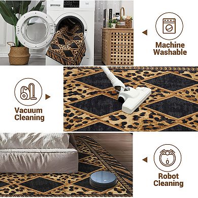 Foldable Washable Area Rug, Pearl Velvet, Modern Geometric Print