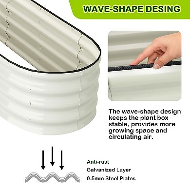 2 Pcs Oval Raised Garden Bed 4.5x2x1.5ft, Galvanized Metal Planter with Open Base
