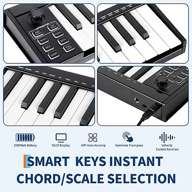 49-Key MIDI Keyboard Controller, USB, Full Size Keys with Assignable Pads & Knobs
