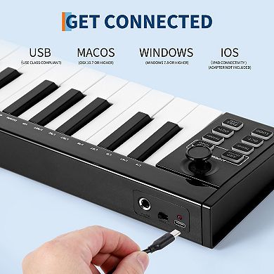 49-Key MIDI Keyboard Controller, USB, Full Size Keys with Assignable Pads & Knobs