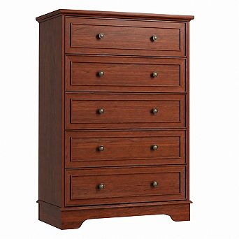 5 Drawer Dresser, Farmhouse Tall Chest of Drawers, Vertical Storage Cabinet Organizer for Bedroom