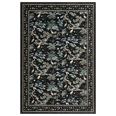 Modern Crane Natural Print Rug Soft Botanical Landscape Floor Mat Washable Indoor Non-Slip Carpet