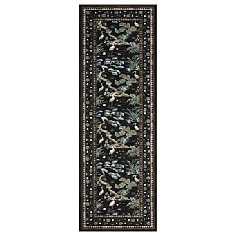 Modern Crane Natural Print Rug Soft Botanical Landscape Floor Mat Washable Indoor Non-Slip Carpet