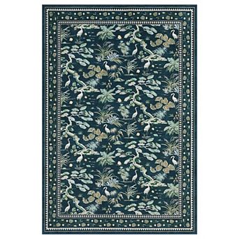 Modern Crane Natural Print Rug Soft Botanical Landscape Floor Mat Washable Indoor Non-Slip Carpet