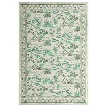 Modern Crane Natural Print Rug Soft Botanical Landscape Floor Mat Washable Indoor Non-Slip Carpet