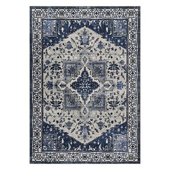 Machine Washable Non-Slip Area Rug Traditional Thin Print, Indoor Floor Cover for Entryway and Home