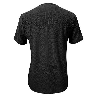 Women's Loose Fit Short Sleeve T-Shirt, Asymmetrical V-Neck with Buttons