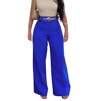 Womens Casual High Waisted Wide Leg Pant Formal Stretchy Versatile Palazzo Work Pants Long Trousers