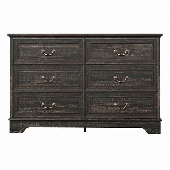6 Drawer Dresser for Bedroom - 47" Wide Double Chest of Drawers, Vintage Drawers Organizer