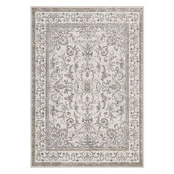 Vintage Floral Washable Rug for Living Room Soft Low Pile Rubber Backed Non Slip Area Rug