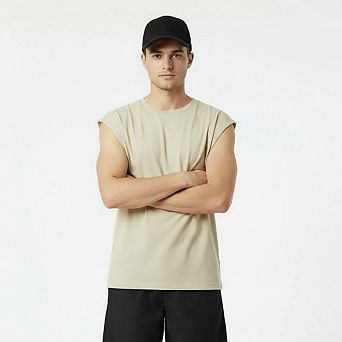 Men's Sleeveless Workout T-Shirt, Crew Neck Gym Muscle Tank Top, Casual Loose Fit Athletic Tee