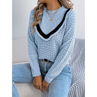 Women's Knit Crew Neck Sweater Long Sleeve Casual Knitwear Pullover Top Outfits