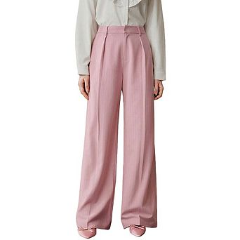 Womens Striped Wide Leg Palazzo Pants Business Casual Flowy High Waisted Dressy Slacks Trousers