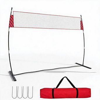 12FT Portable Freestanding Volleyball Net, Adjustable Height Set with Bag, Ball, Pump&Ropes, All Age