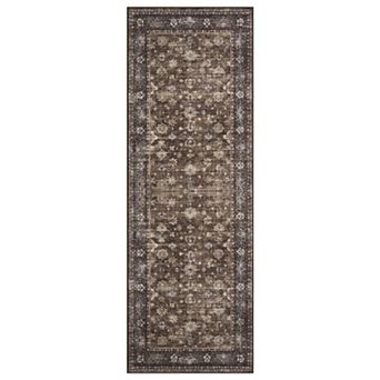 Vintage Floral Area Rugs, Washable Distressed Boho Runner Rug Carpet for Living Room Nursery Hallway