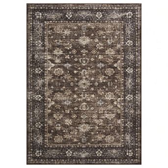 Vintage Floral Area Rugs, Washable Distressed Boho Runner Rug Carpet for Living Room Nursery Hallway