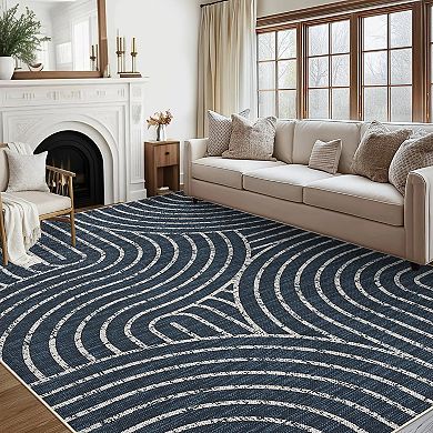 Modern Rainbow Easy Jute Area Rugs, Washable Boho Abstract Natural Contemporary Runners Carpet