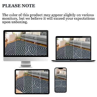 Modern Rainbow Easy Jute Area Rugs, Washable Boho Abstract Natural Contemporary Runners Carpet