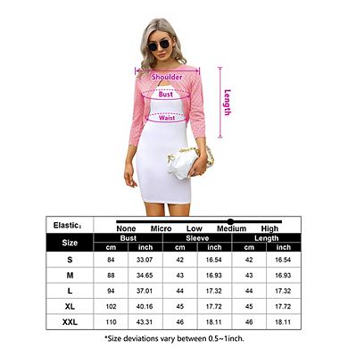Women Cropped Cardigan, 3/4 Sleeve Open Front Knit Tops, Lightweight Diamond Pattern Bolero Sweater