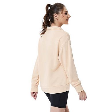 Women's Half Zip Sweatshirt, Long Sleeve Stand Collar Loose Fit Pullover, Casual Athletic Sweatshirt