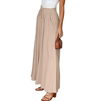 Pants for Women Casual Elastic Waist Wide Leg Pants with Pockets