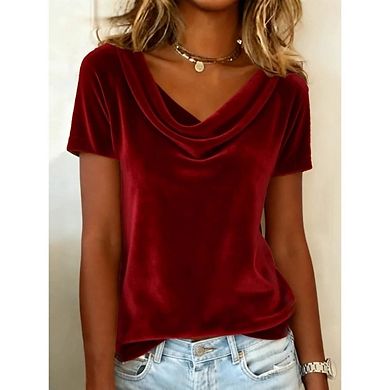 Women's Short Sleeve Elegant Holiday Party Casual Outfits Top
