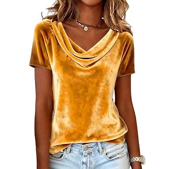 Women's Short Sleeve Elegant Holiday Party Casual Outfits Top