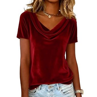 Women's Short Sleeve Elegant Holiday Party Casual Outfits Top