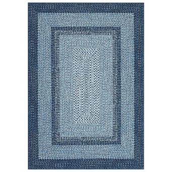 Washable Scalloped Area Rug Non Slip, Farmhouse Braided Print Carpet, Soft Non Shedding Floor Cover