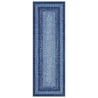 Washable Scalloped Area Rug Non Slip, Farmhouse Braided Print Carpet, Soft Non Shedding Floor Cover