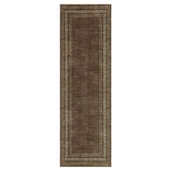 Bordered Machine Washable Rug with Non-Slip Backing for Living Room, Dining Room