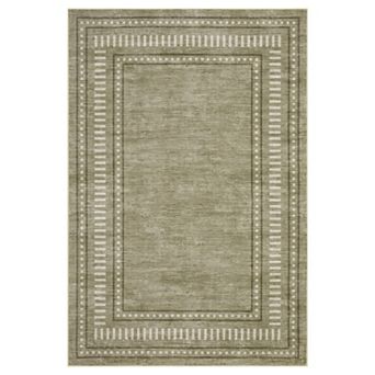 Bordered Machine Washable Rug with Non-Slip Backing for Living Room, Dining Room