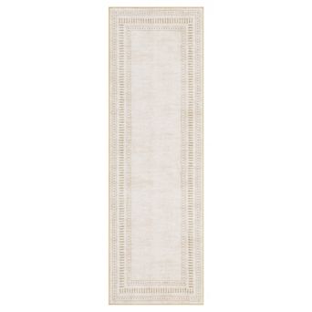 Bordered Machine Washable Rug with Non-Slip Backing for Living Room, Dining Room