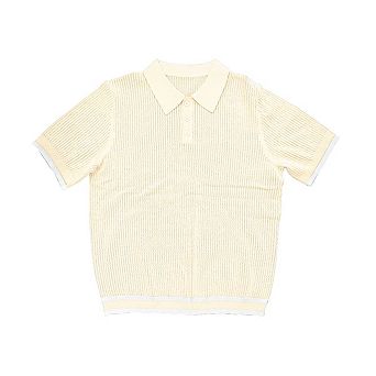 Men’s Textured Knit Polo Shirt Short Sleeve Collared Sweater Top