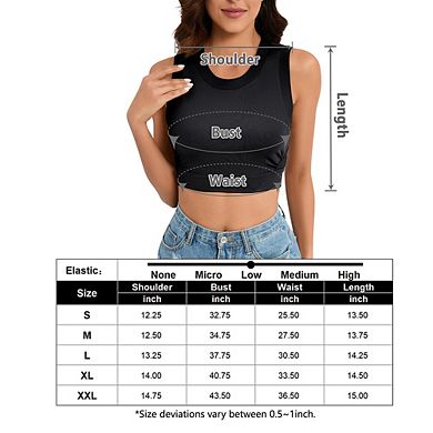 Women's High Neck Sleeveless Crop Tank Top, Casual Fitted Basic Workout Crop Top for Daily Wear