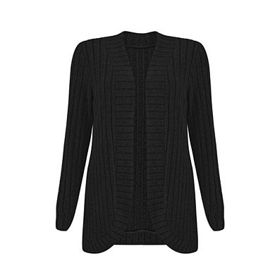 Women's Long Ribbed Cardigan, Open Front Casual Knit Sweater Coat