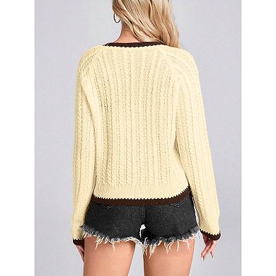 Women Cardigan Long Sleeve Tie Front Knit Outerwear